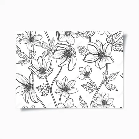 Poster motif floral délicat en noir et blanc – Wallnifity®