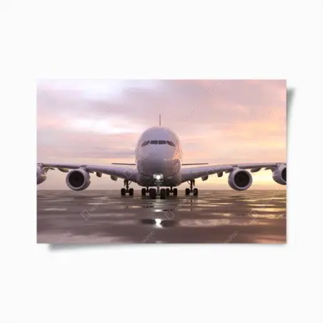 Poster avion au coucher de soleil sur la piste – Wallnifity®