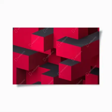 Poster composition cubique rouge et noire – Wallnifity®