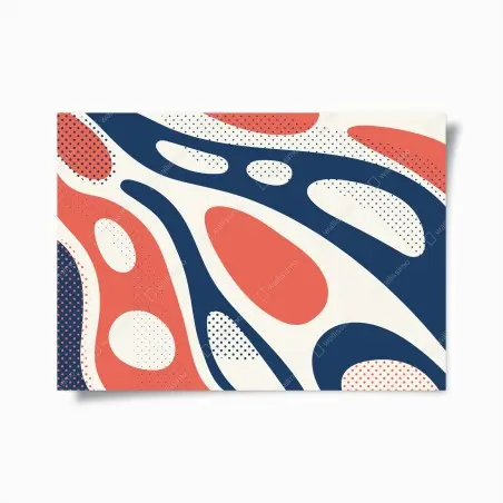 Poster composition organique corail et bleu marine – Wallnifity®