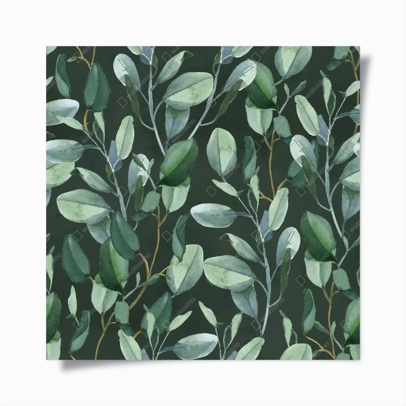 Poster feuillage d'eucalyptus aquarelle sur fond vert profond – Wallnifity® Poster feuillage d'eucalyptus aquarelle sur fond vert profond – Wallnifity®