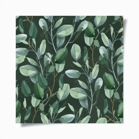 Poster feuillage d'eucalyptus aquarelle sur fond vert profond – Wallnifity®