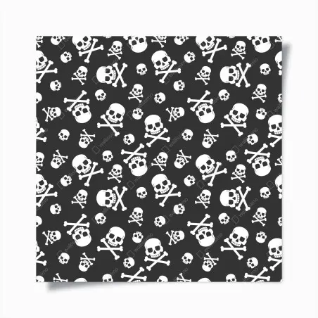 Poster motif crânes et os croisés noir et blanc – Wallnifity®