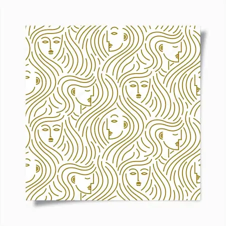 Poster motif de visages dorés aux cheveux ondulés – Wallnifity®