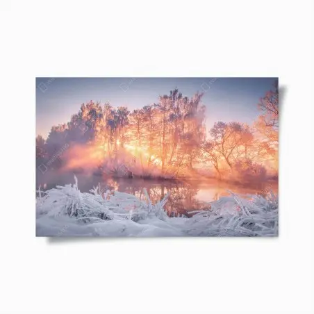 Poster aube hivernale au bord du lac – Wallnifity®