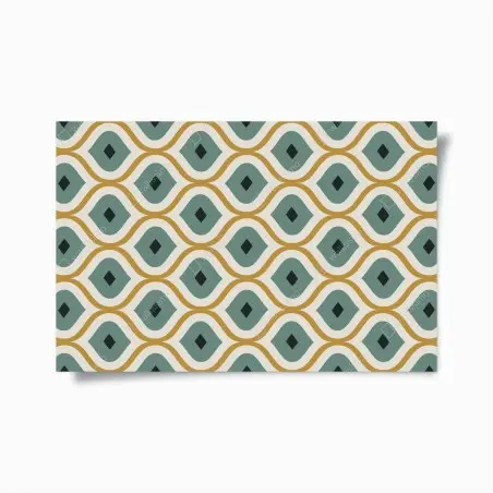 Poster motif géométrique élégant en vert et or – Wallnifity®
