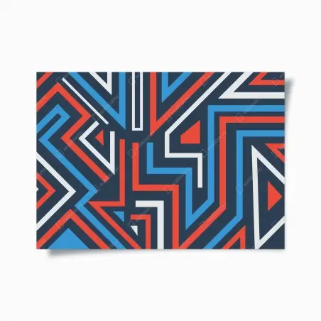 Poster motif géométrique dynamique bleu et rouge – Wallnifity®