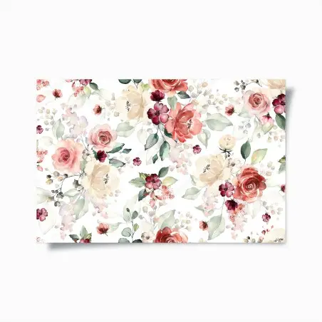 Poster motif floral aquarelle aux roses poudrées – Wallnifity®