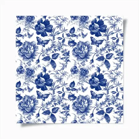 Poster motif floral bleu classique et raffiné – Wallnifity®