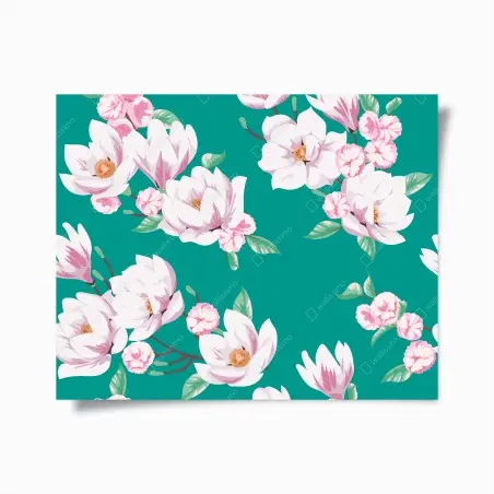 Poster fleurs de magnolia sur fond sarcelle – Wallnifity®