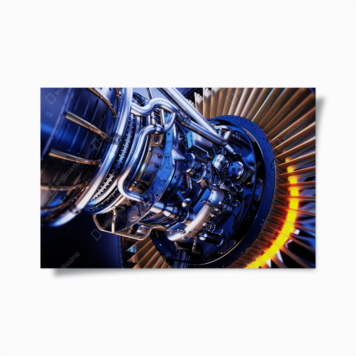 Poster design industriel : turbine à réaction en bleu métallique – Wallnifity® Poster design industriel : turbine à réaction en bleu métallique – Wallnifity®