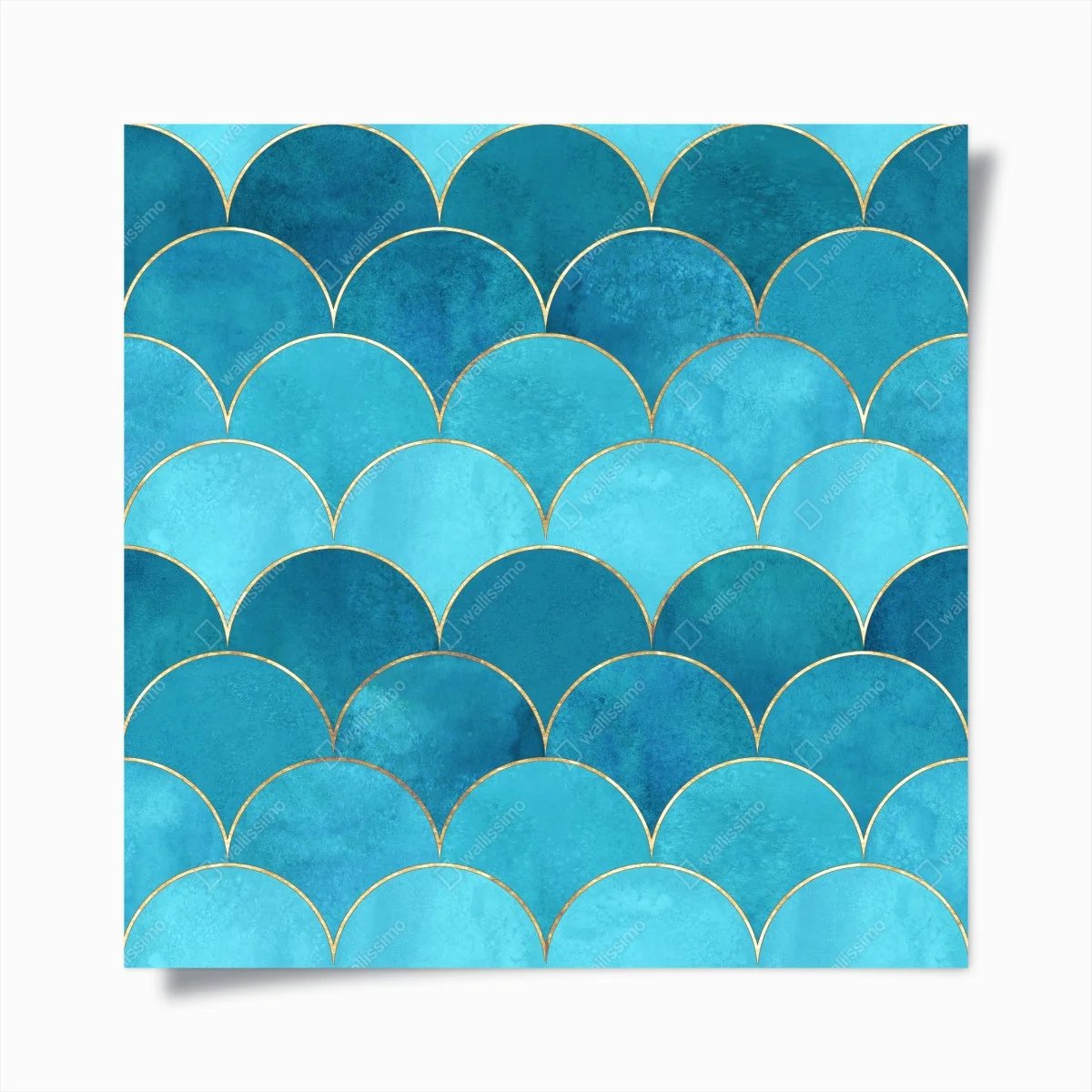 Poster motif d'écailles bleues avec liserés dorés – Wallnifity® Poster motif d'écailles bleues avec liserés dorés – Wallnifity®