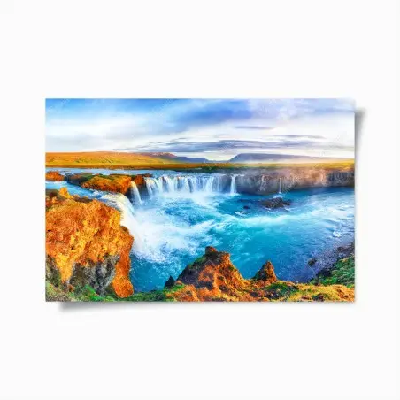 Poster lever de soleil sur Godafoss, panorama d'Islande – Wallnifity®