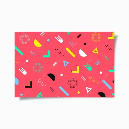 Poster motif géométrique rétro années 80 rose corail – Wallnifity®
