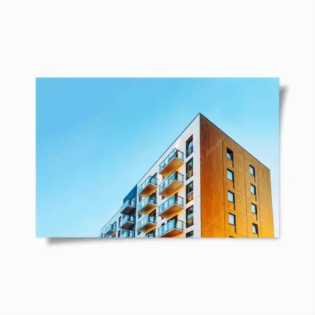 Poster balcons contemporains contre un ciel bleu – Wallnifity®