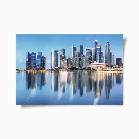 Poster panorama urbain de Singapour au crépuscule – Wallnifity®