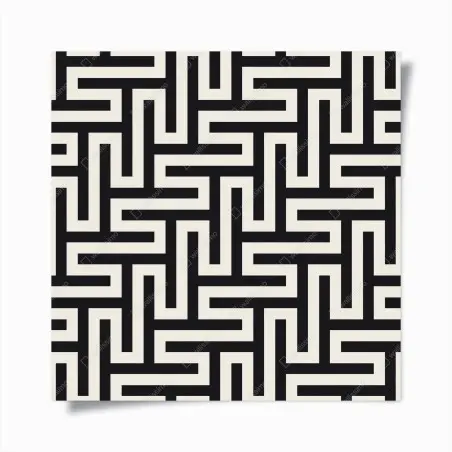 Poster motif labyrinthe géométrique noir et beige – Wallnifity®