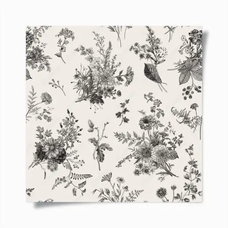 Poster motif floral automnal en noir et blanc – Wallnifity®