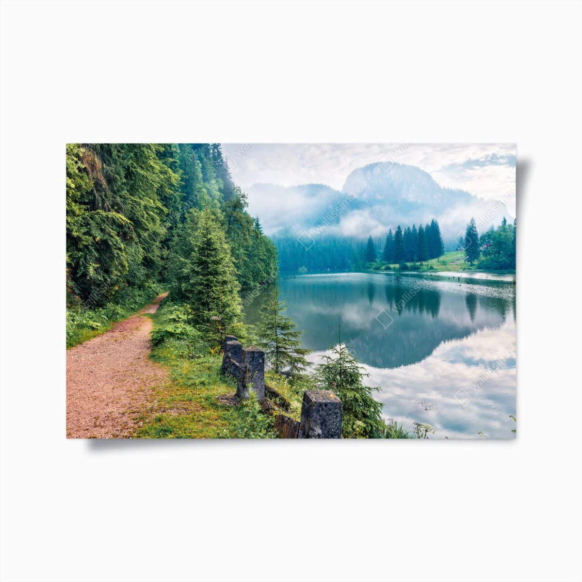 Poster brume matinale au bord du lac Lacu Rosu – Wallnifity® Poster brume matinale au bord du lac Lacu Rosu – Wallnifity®