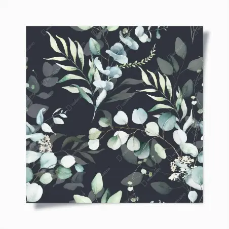 Poster motif de feuillages aquarelle sur fond sombre – Wallnifity®