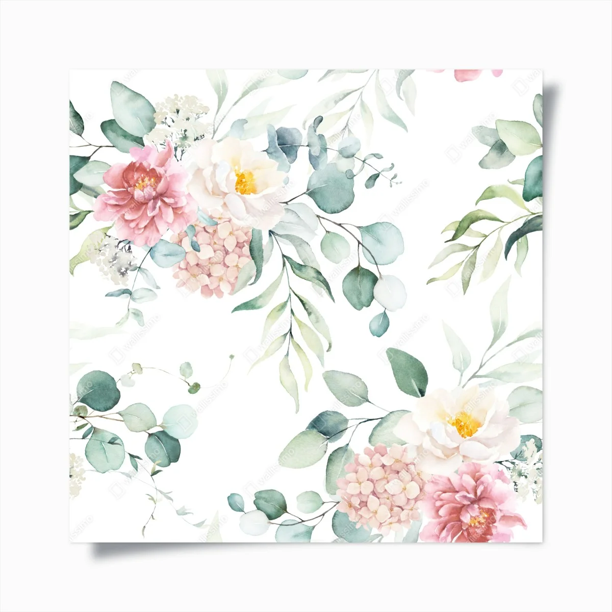 Poster motif floral aquarelle aux pivoines et eucalyptus – Wallnifity® Poster motif floral aquarelle aux pivoines et eucalyptus – Wallnifity®
