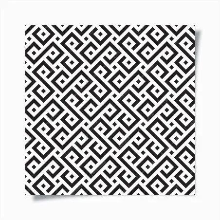 Poster motif méandre géométrique noir et blanc pour décoration murale – Wallnifity®