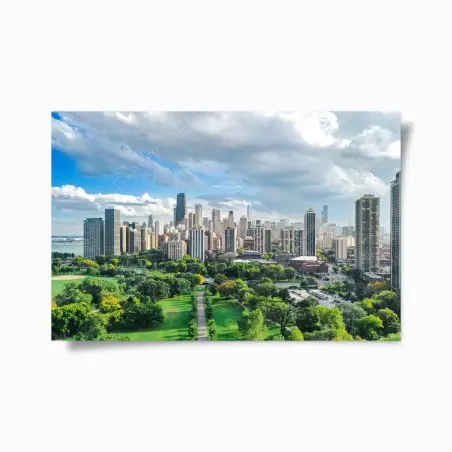 Poster panorama urbain de Chicago au bord du lac – Wallnifity®