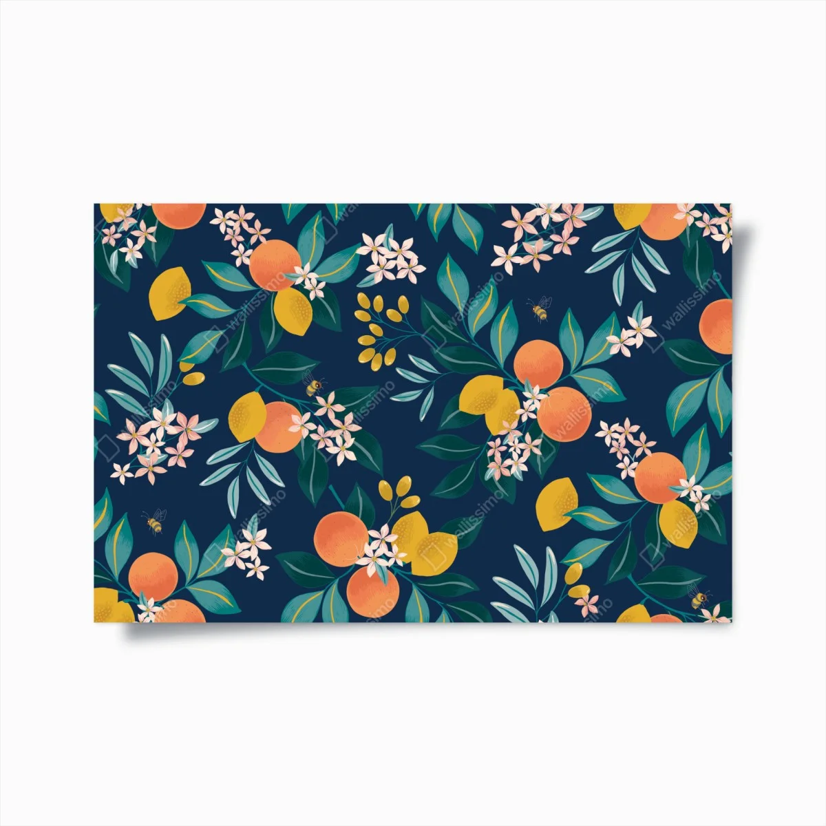 Poster motif botanique d'agrumes sur fond bleu profond – Wallnifity® Poster motif botanique d'agrumes sur fond bleu profond – Wallnifity®