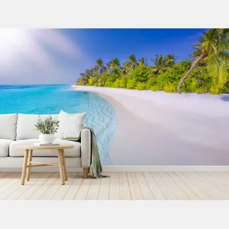 Papier peint rêve tropical sur plage de sable blanc – Wallnifity®