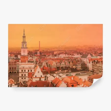 Papier peint panorama urbain chaleureux au coucher de soleil – Wallnifity®