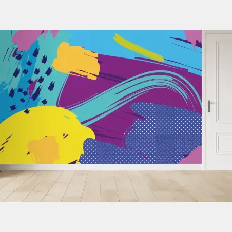 Papier peint motif abstrait coloré et dynamique – Wallnifity®