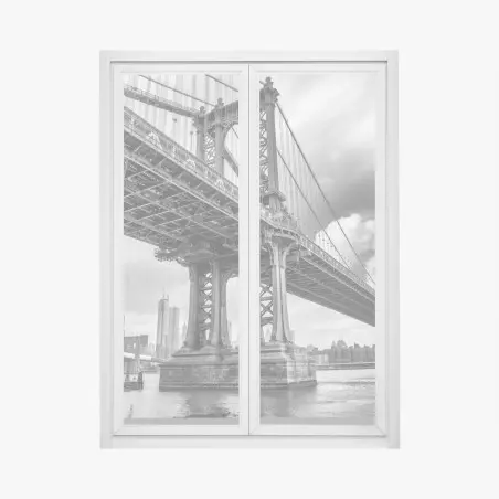 Sticker pour vitres et fenêtres perspective grand angle du pont de Manhattan – Wallnifity®