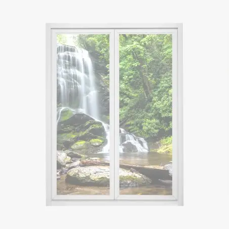 Sticker pour vitres et fenêtres cascade paisible au cœur de la forêt – Wallnifity®
