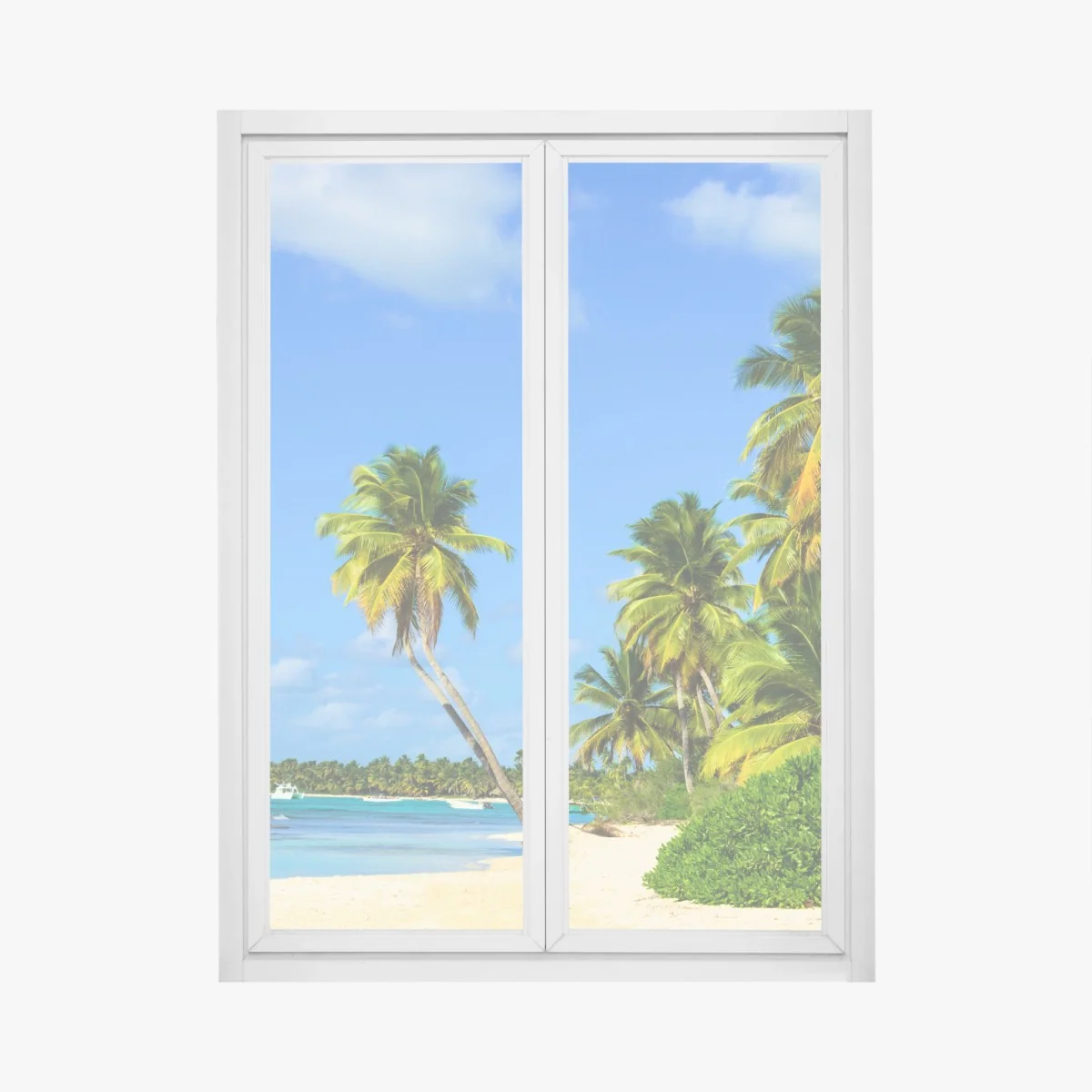Sticker pour vitres et fenêtres escapade tropicale sur une plage de cocotiers – Wallnifity® Sticker pour vitres et fenêtres escapade tropicale sur une plage de cocotiers – Wallnifity®