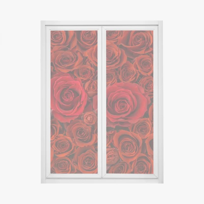 Sticker pour vitres et fenêtres mur floral de roses rouges – Wallnifity®