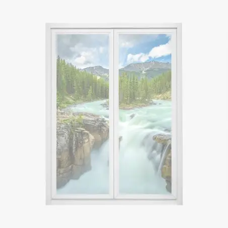 Sticker pour vitres et fenêtres cascade Sunwapta au cœur de Jasper – Wallnifity®