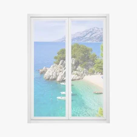Sticker pour vitres et fenêtres havre côtier en Méditerranée aux eaux turquoise – Wallnifity®