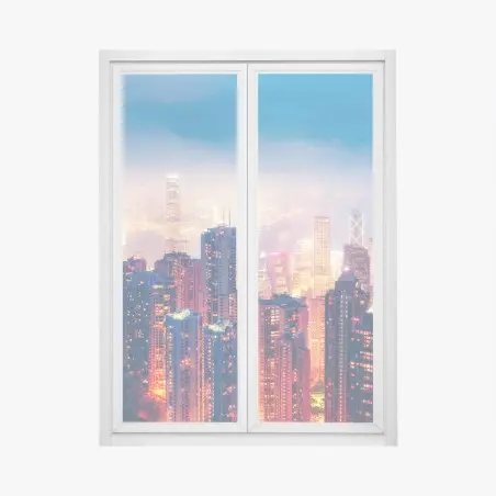 Sticker pour vitres et fenêtres vue nocturne de Hong Kong depuis Victoria Peak – Wallnifity®
