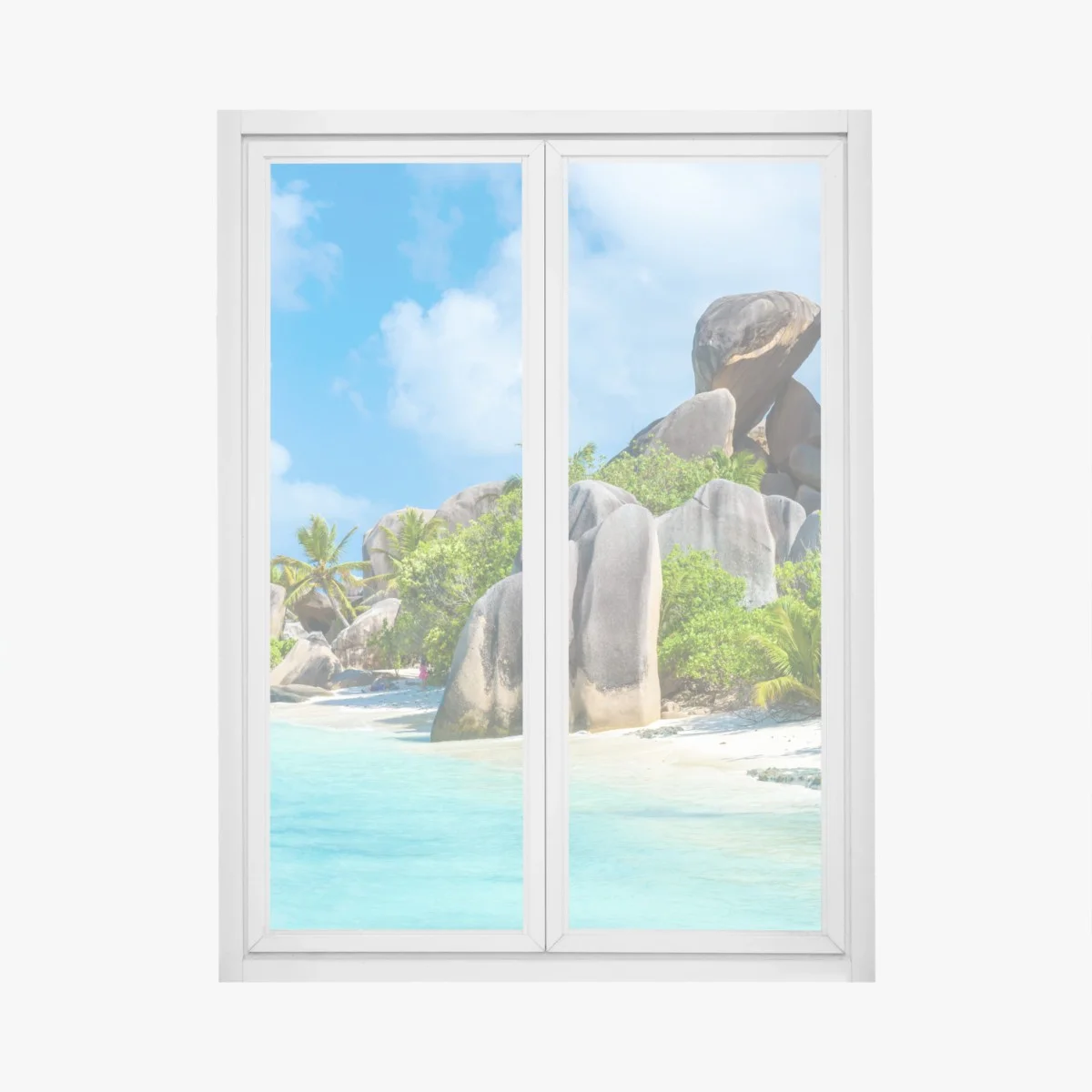 Sticker pour vitres et fenêtres côte paradisiaque de La Digue, Seychelles – Wallnifity® Sticker pour vitres et fenêtres côte paradisiaque de La Digue, Seychelles – Wallnifity®