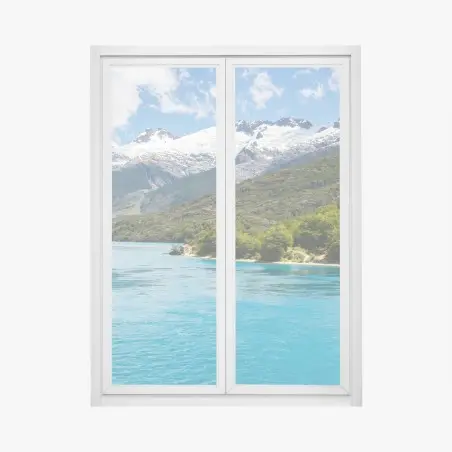 Sticker pour vitres et fenêtres paysage alpin aux eaux turquoises et sommets enneigés – Wallnifity®