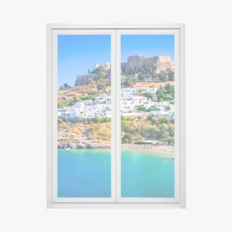 Sticker pour vitres et fenêtres côte ensoleillée de Lindos – Wallnifity®