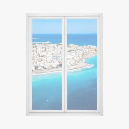Sticker pour vitres et fenêtres vue aérienne panoramique de la plage de Rhodes – Wallnifity®