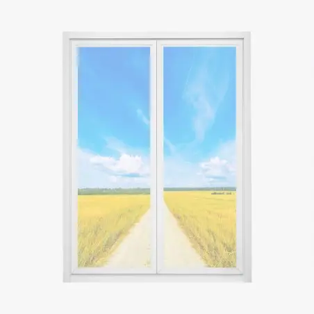 Sticker pour vitres et fenêtres route de campagne vers l'horizon doré – Wallnifity®