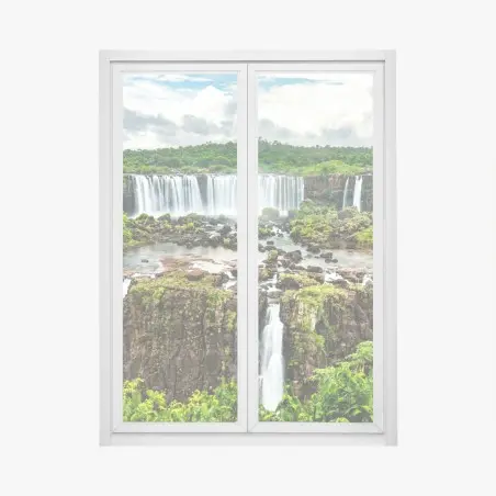 Sticker pour vitres et fenêtres cascade majestueuse dans la forêt tropicale – Wallnifity®