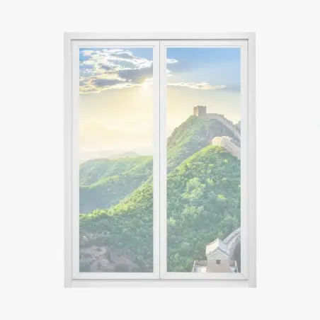 Sticker pour vitres et fenêtres panorama de la Grande Muraille de Chine au lever du soleil – Wallnifity®
