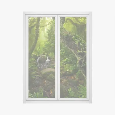 Sticker pour vitres et fenêtres refuge verdoyant au cœur de la forêt – Wallnifity®