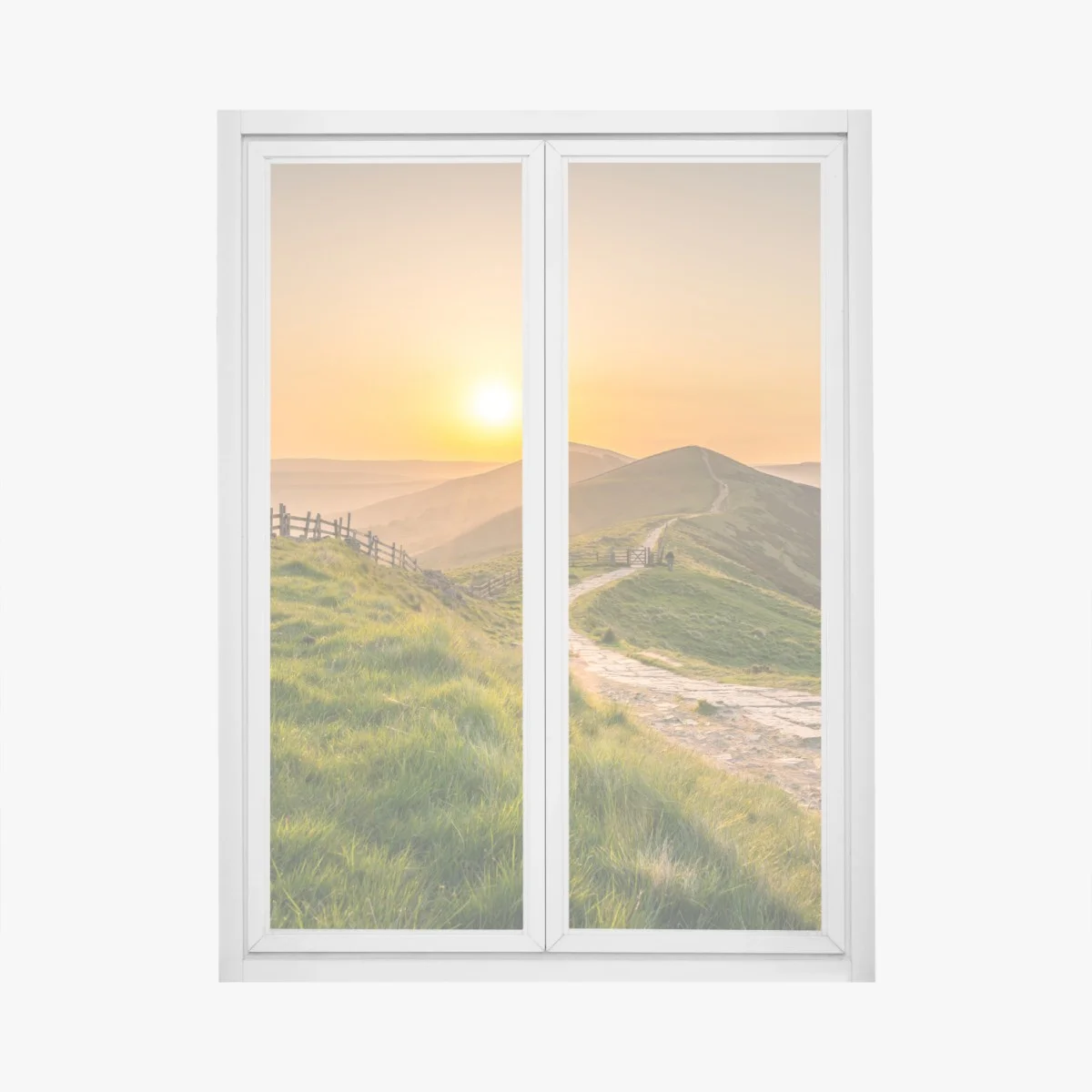 Sticker pour vitres et fenêtres sentier doré sur les collines au coucher du soleil – Wallnifity® Sticker pour vitres et fenêtres sentier doré sur les collines au coucher du soleil – Wallnifity®