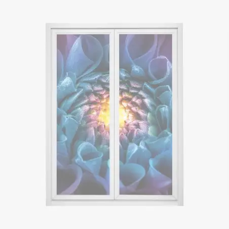 Sticker pour vitres et fenêtres éclat floral multicolore - chrysanthème en macro – Wallnifity®