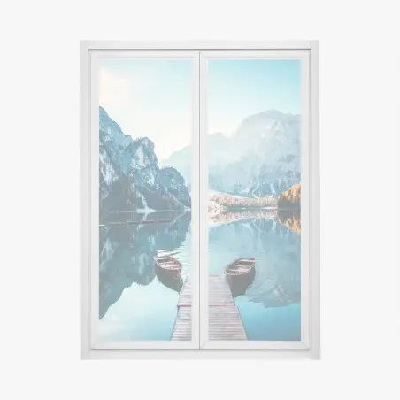 Sticker pour vitres et fenêtres reflet paisible au Lac de Braies – Wallnifity®
