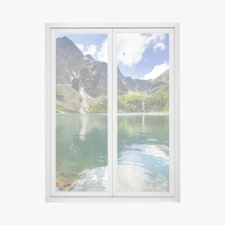 Sticker pour vitres et fenêtres reflets d'un lac alpin au cœur des montagnes – Wallnifity®